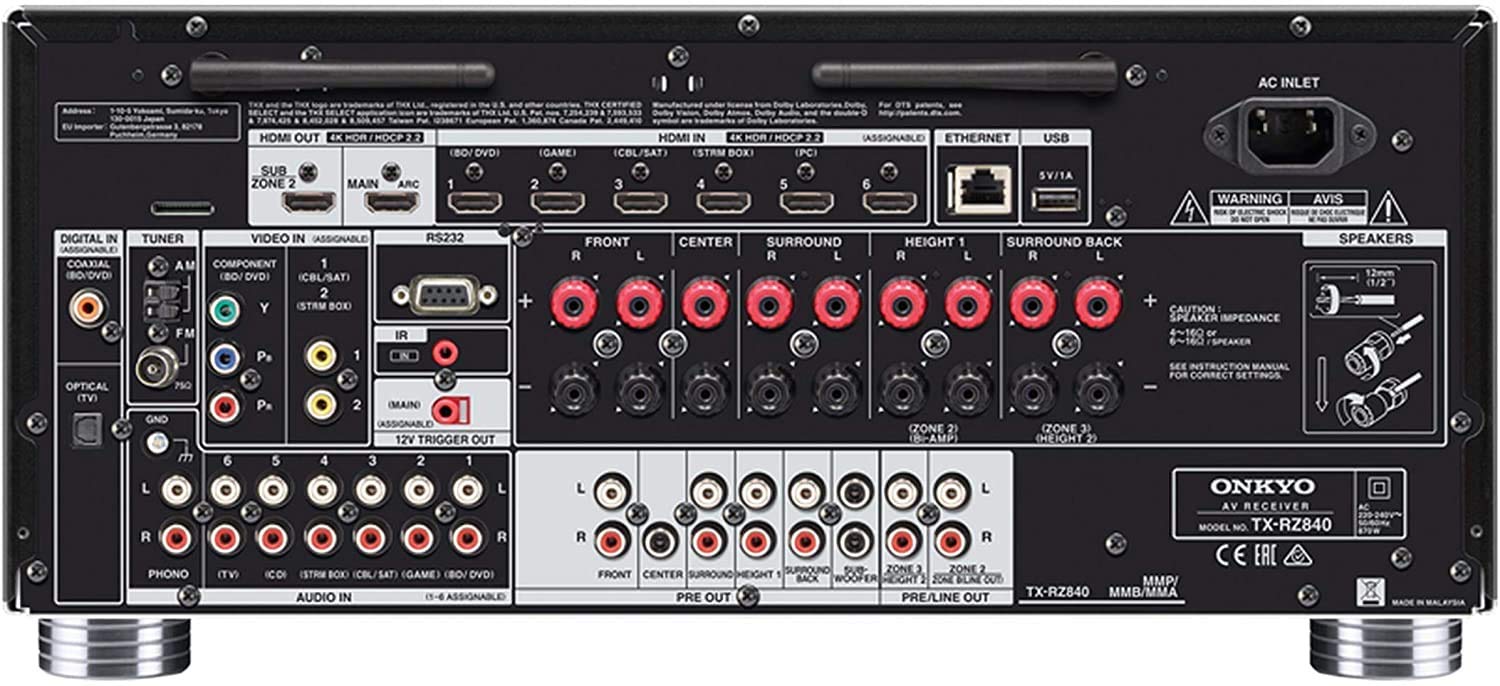 Amazon.com: Onkyo TX-RZ840 Smart AV Receiver with 4K Ultra HD 