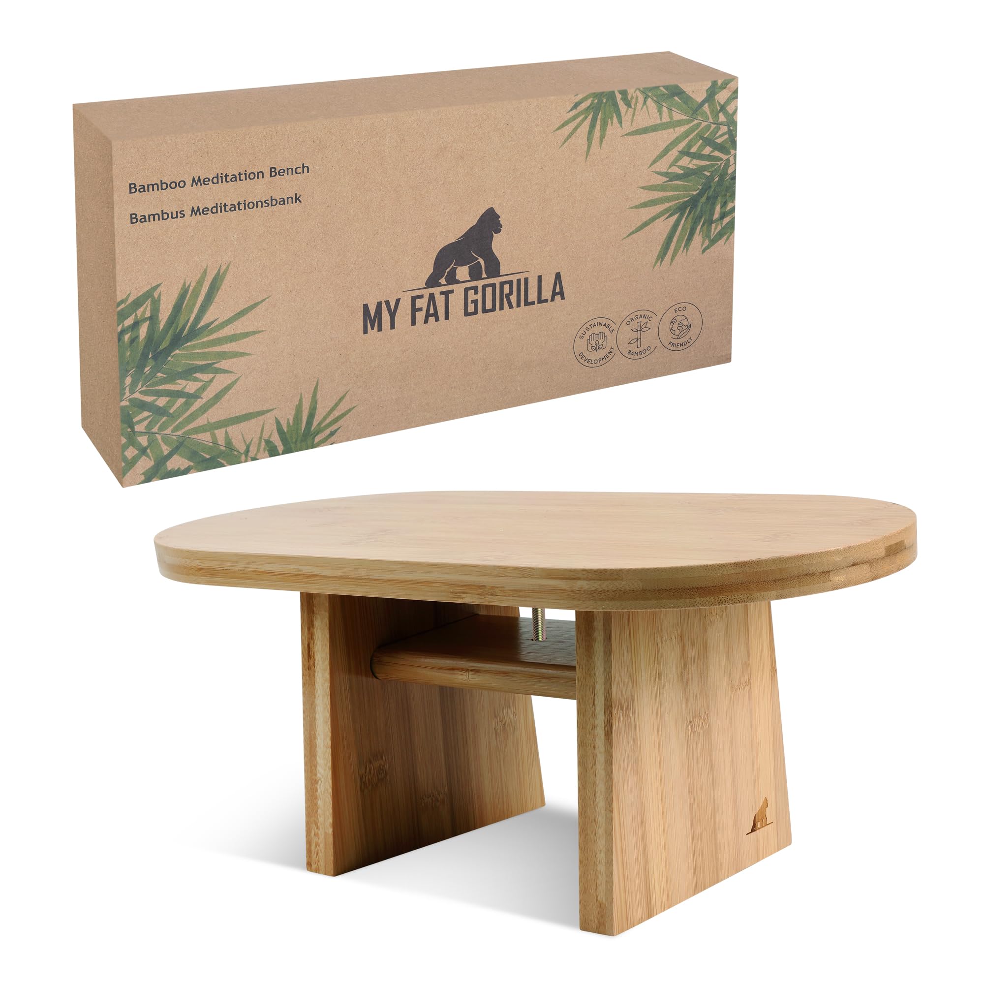 MY FAT GORILLA Meditationsbank aus Bambus – Yoga Hocker für Tiefe Meditation und Achtsamkeit - Ergonomisches Sportgerät aus nachhaltigem Bambus