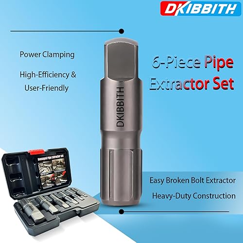 Miniatura 4 de Juego de extractor de tuberías, 6 piezas de extractores de tubos rotos de acero resistente para quitar tubos roscados dañados y accesorios de 18