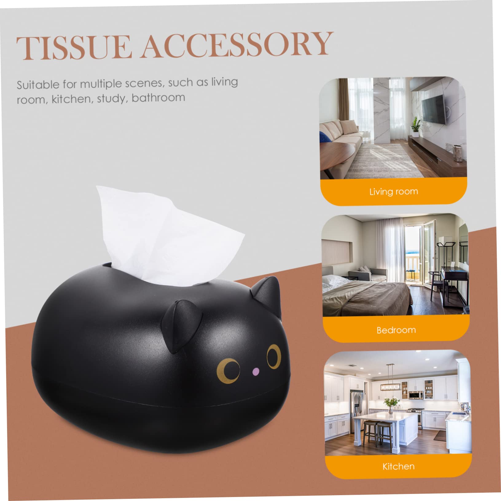 Porte-mouchoirs Décoratif Chat Noir en Résine, Étui à Mouchoirs Résistant à l'usure, Accessoire Maison Pratique pour Salle de Bain et Bureau, Boîte à Mouchoirs pour Décoration