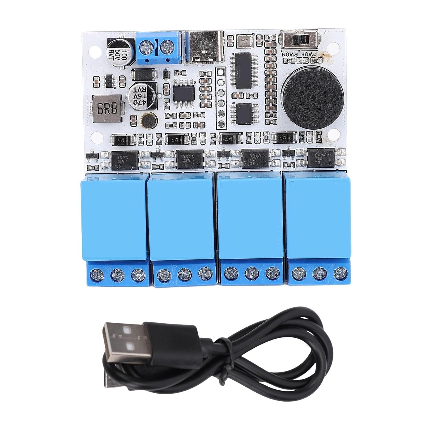 US516P6 Offline Voice Recognition Relay, Type C Interface, 5.08mm Screw Wiring Socket, Smart Home Appliances, Toys, Lighting, DSTAR-40