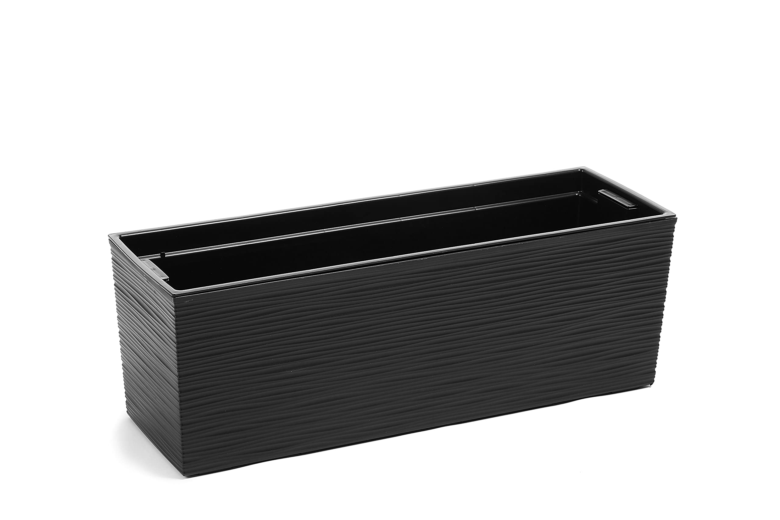 Gordanluk, Modern Textured Flowerpot with internal riser, Plant pot, Indoor, Outdoor, Garden, Basket, Strong, Plastic, Home decorations, Planters, Balcony, Patio (Black)