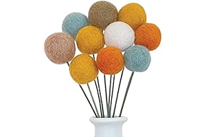 Pumpkin Latte Felt Ball Flowers with Artificial Pumpkin Stems