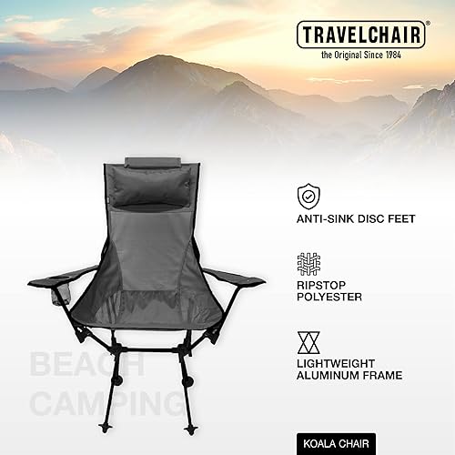 Miniatura 3 de TravelChair - Silla Koala ligera, portátil, respaldo alto, asiento de malla ventilada, fácil de montar para mayor comodidad sobre la marcha (negro)