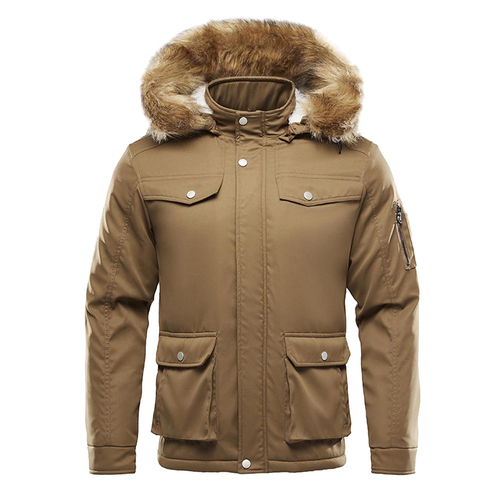 Winterjacke Herren Parka, Winterparka Herren Warm, Gefütterte Jacke Mit Kapuze Übergangsjacke Mit Taschen Vintage Arbeitsjacke Thermo Herrenmantel Blouson Parker Sportjacke Für Wandern