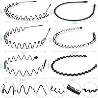 Vista 9 de fenshine 6 unidades de diademas de metal, muelle ondulado, unisex, color negro, antideslizante, para peinado liso, diadema deportiva para mujeres