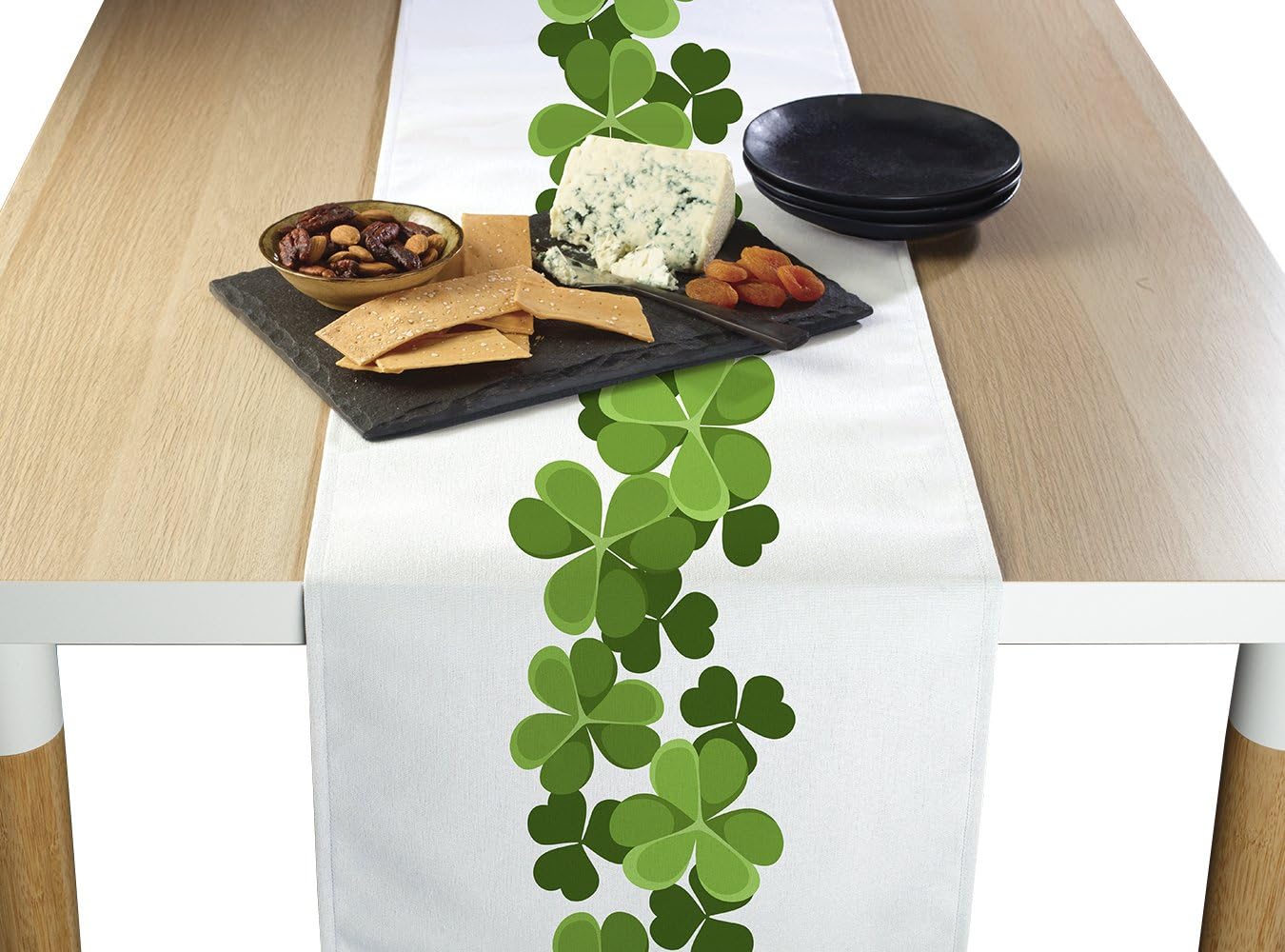 Fabric Textile Products Table Runner, 100% Milliken Polyester, Machine Washable, 12x72, Clover Garland Border