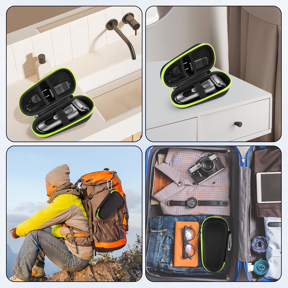 Custodia da Viaggio per Rasoio Elettrico Braun Serie 3, Serie 5, Serie 6, Serie 7, Serie 8, Serie 9, Portatile Case per Rasoio Elettrico, Borsa Rigida in EVA da Viaggio, Verde