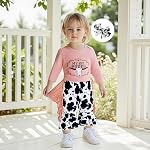 Toddler Girl Western Outfit Infant Cowgirl Clothes Farm Floral Short Sleeve Tassel Hem Top Flare Pant Headband Sets
