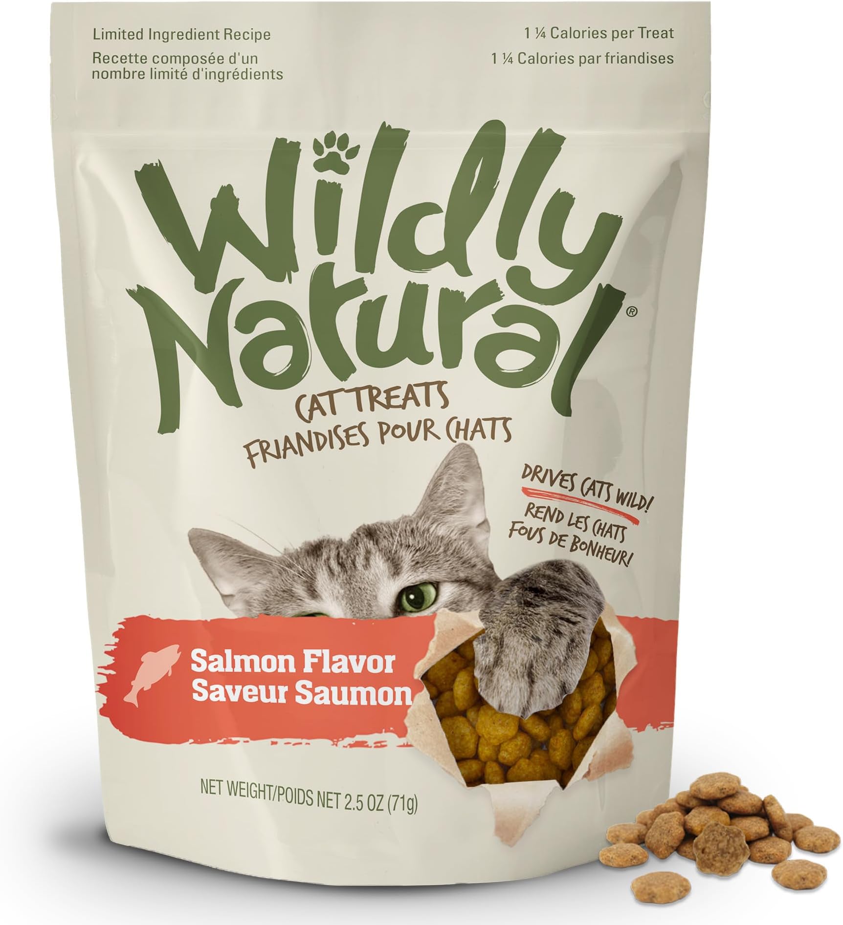 Wildly Natural Crunchy Cat Treats, Protein Cat Treats, Salmon Flavor, 2.5oz