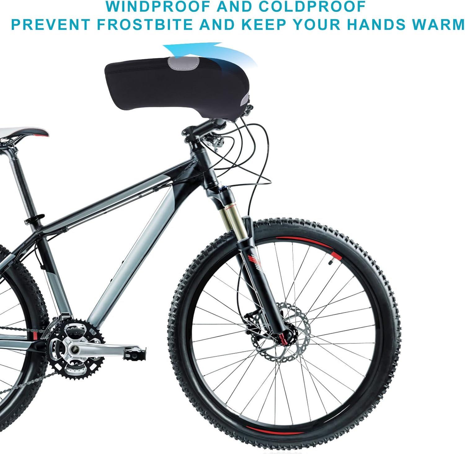 Gosknor Bike Handlebar Mitts, Winter Bike Gloves Waterproof Windproof Bike Mittens for Handlebars Hand Warm Mountain Bicycle Bar Mitts Neoprene Road Bike Winter Cycling Cover Gloves