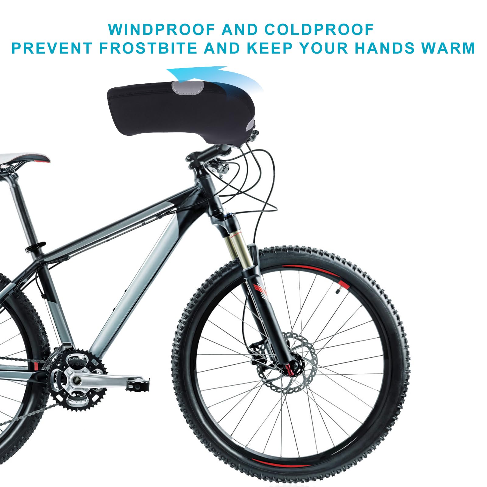 Gosknor Guanti da Manubrio per Bici, Guanti Invernali da Bici Impermeabili Antivento Guanti da Bici per Manubrio Caldi Guanti da Manubrio per Mountain Bike Guanti Invernali da Bici in Neoprene
