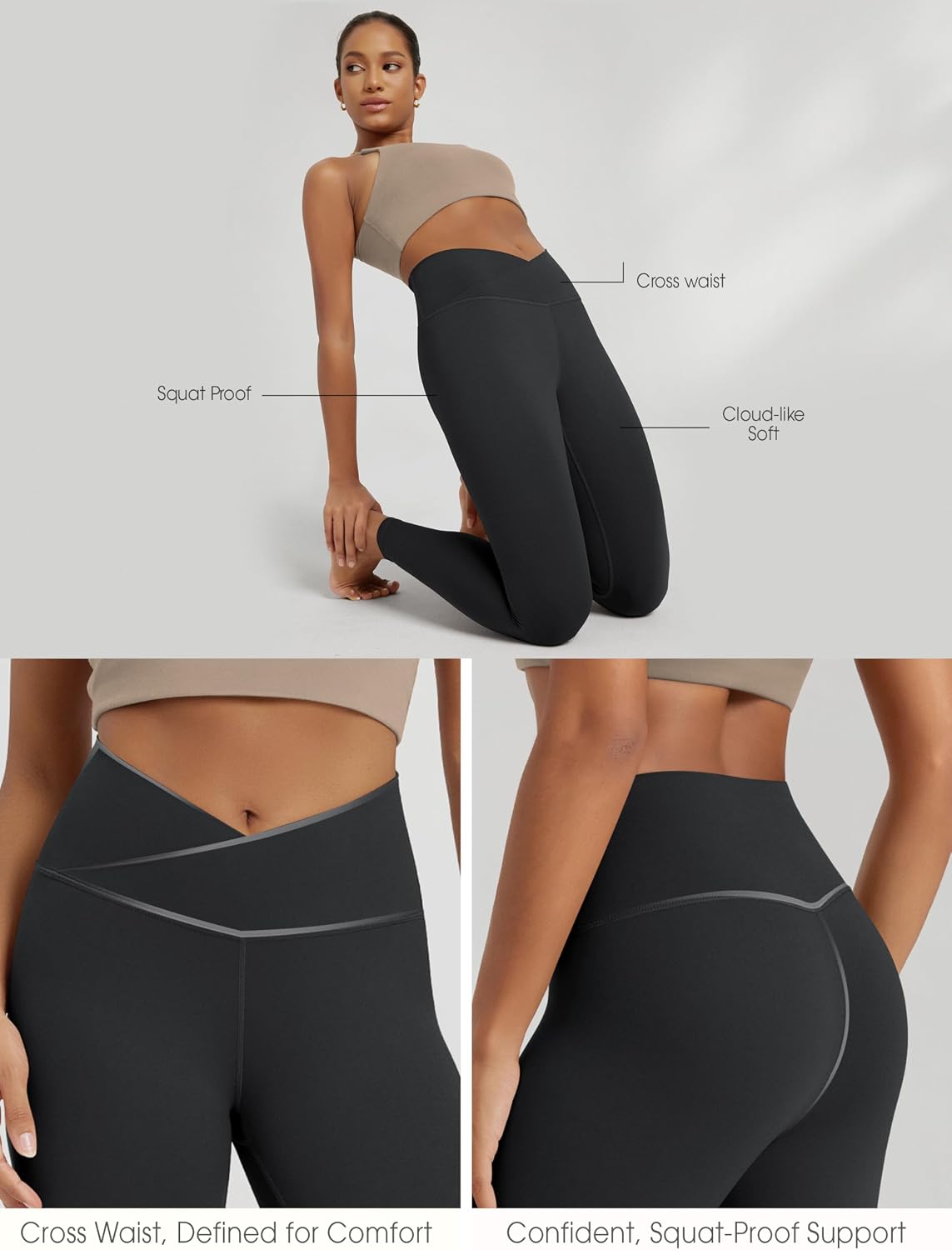 ODODOS Women's Buttery Soft Cross Waist Leggings, 25" / 28" Crossover High Rise Lounge Yoga Pants image 5