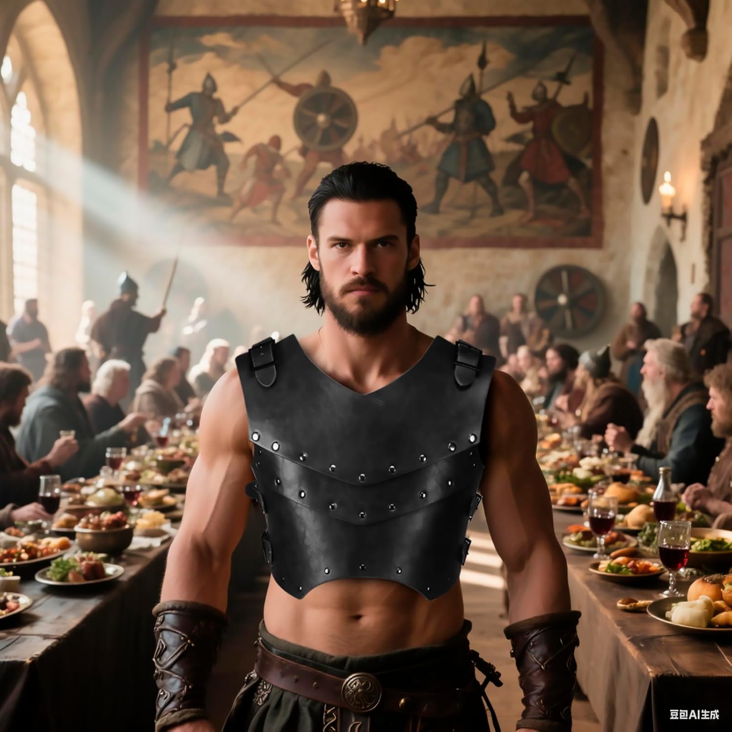 Viking Leather Chest Armor Men Medieval Renaissance Retro Knight Warrior Body Vest for Cosplay Halloween Costume - Image 7