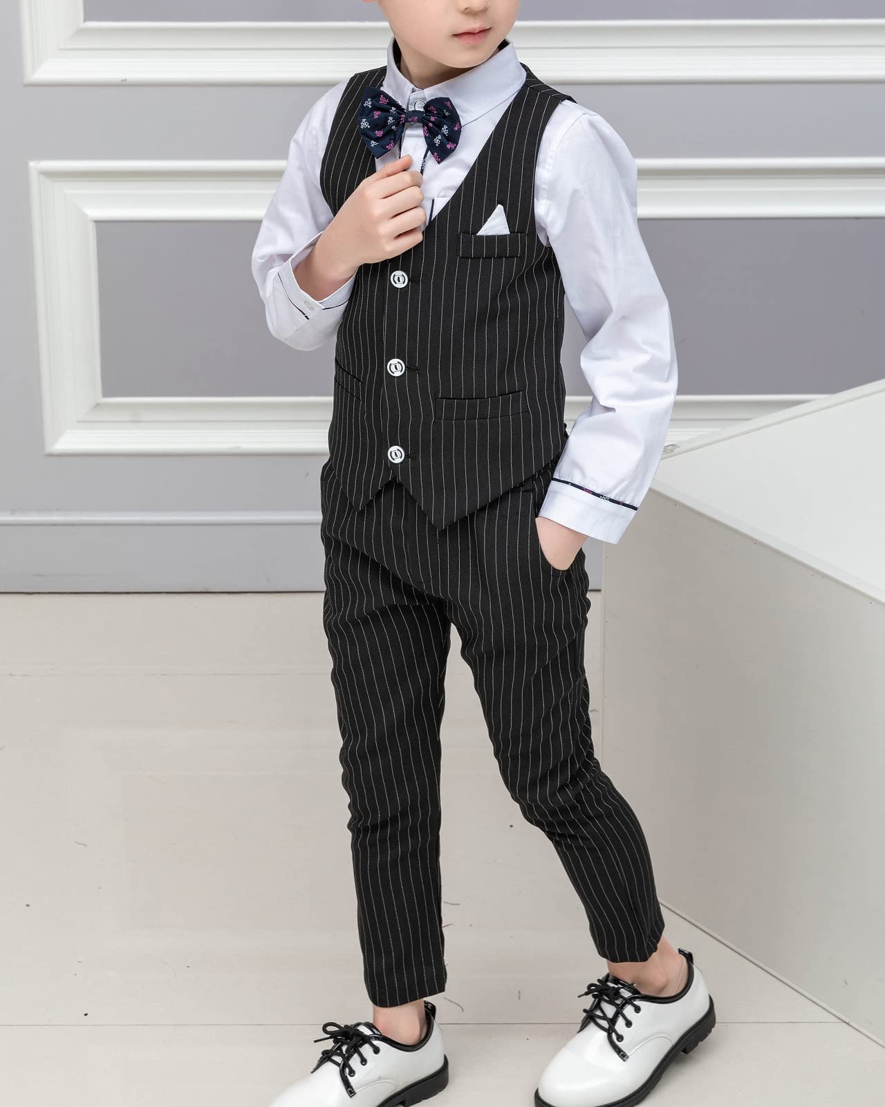2/5 Piezas Conjunto de Traje para Niños Conjunto Chaleco de Vestir y Pantalón,Traje de Boda