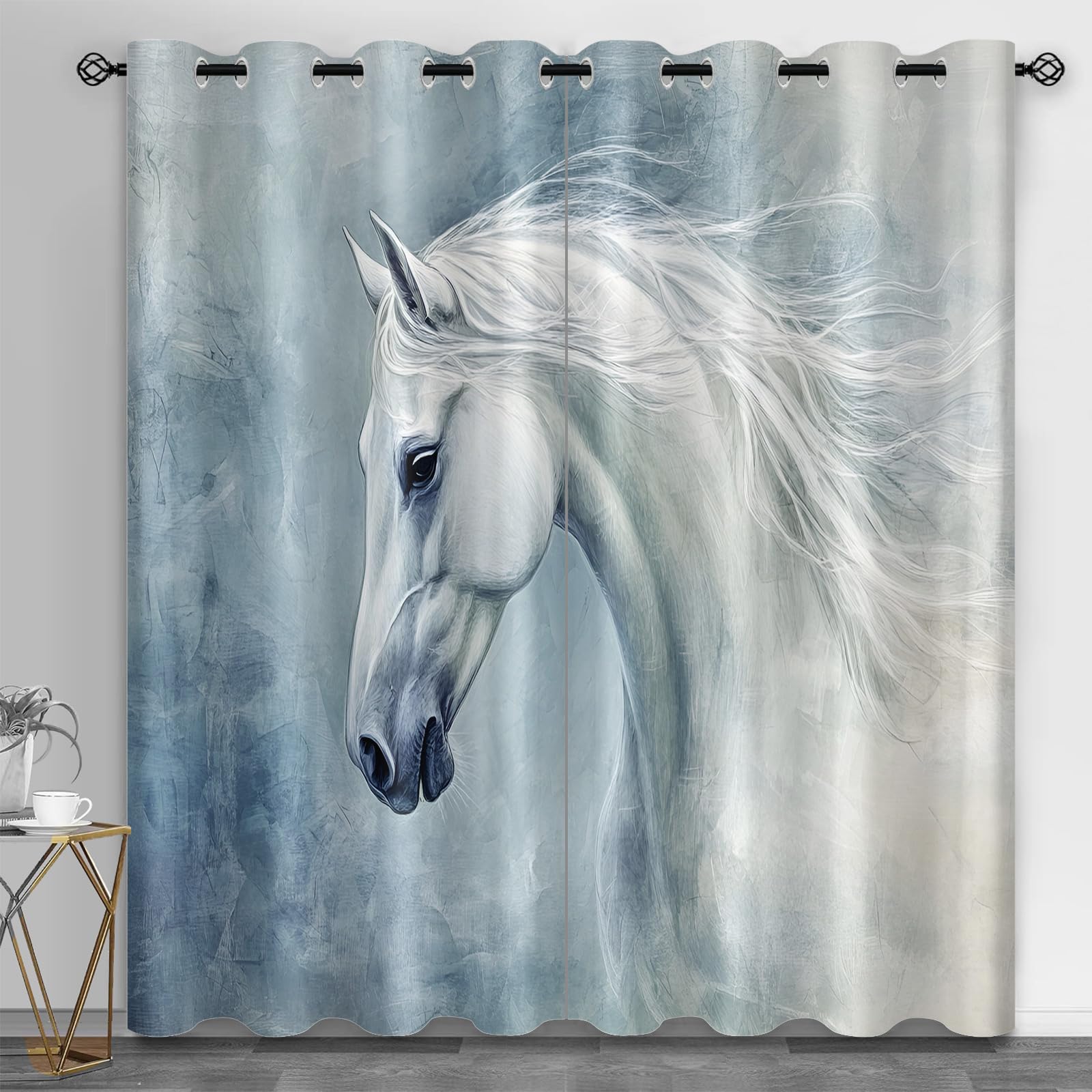 Rideaux courts cheval blanc 71x137 cm lot de 2 pour fenêtre de cuisine