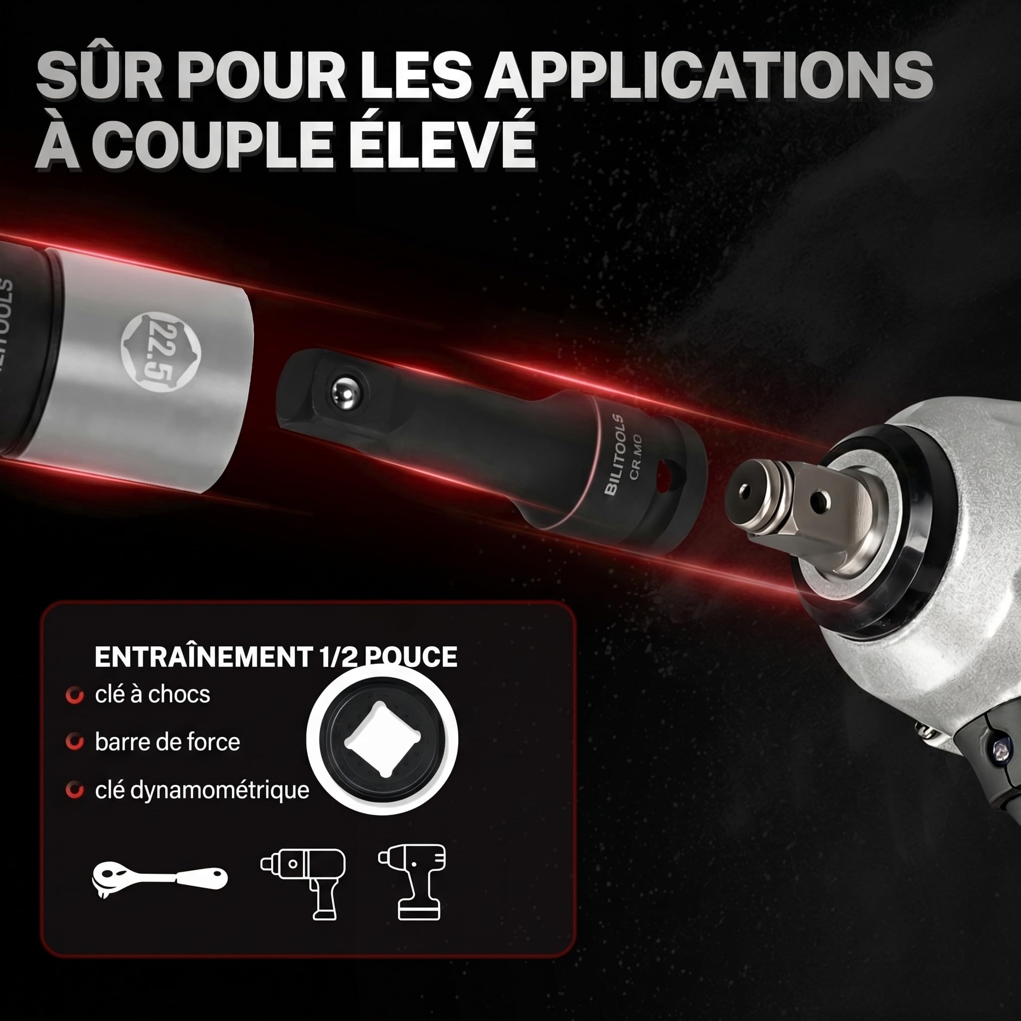 BILITOOLS Jeu de 7 Douilles à Choc 1/2" pour Écrous de Roue Endommagés