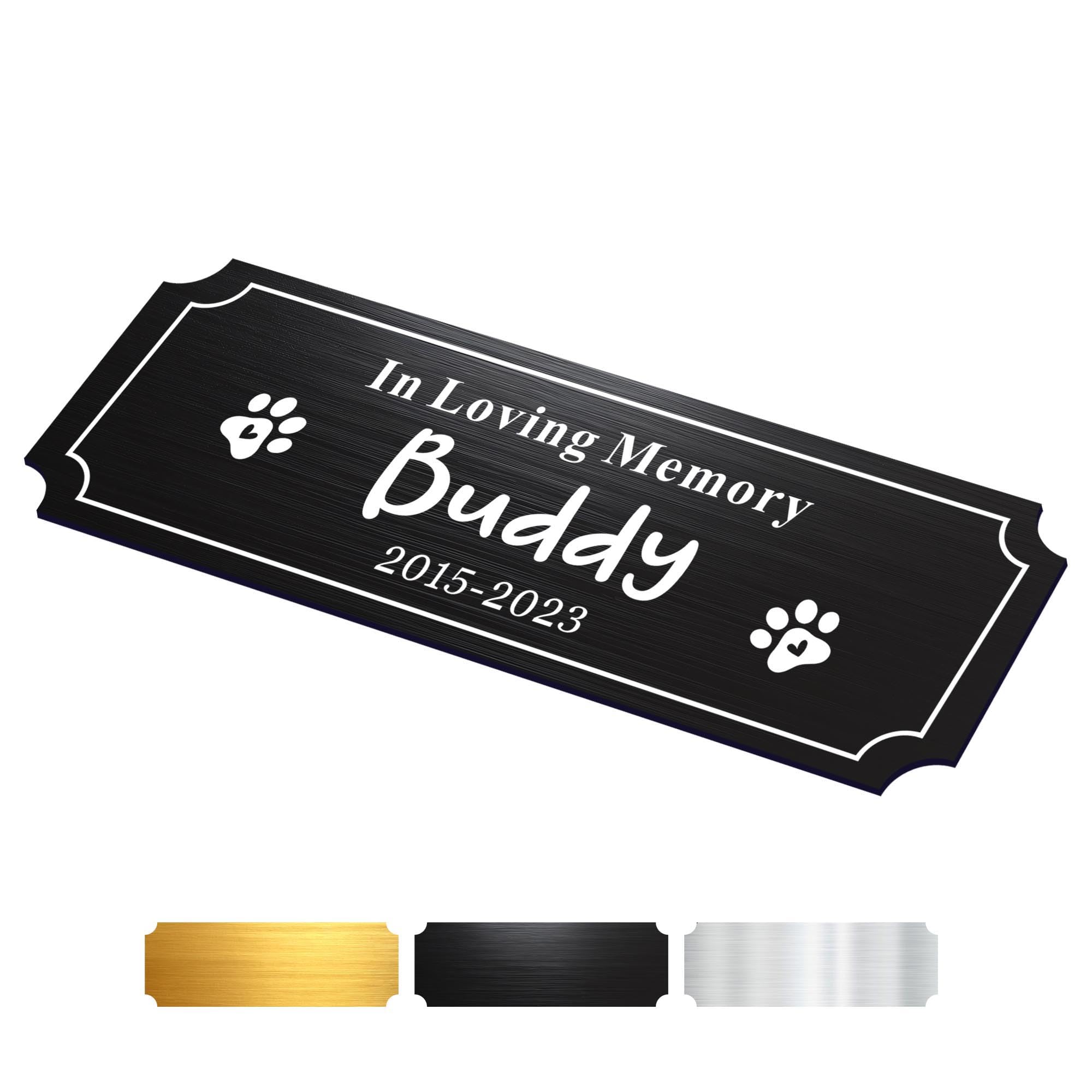 Engraved Plaques Personalised Memorial Plaques for Doors Urns Solid Metal Plate Engraved 1x3in Name Plate Name Label Plaque Name Tags with Adhesive Backing (Black-1x3in, Design 2)