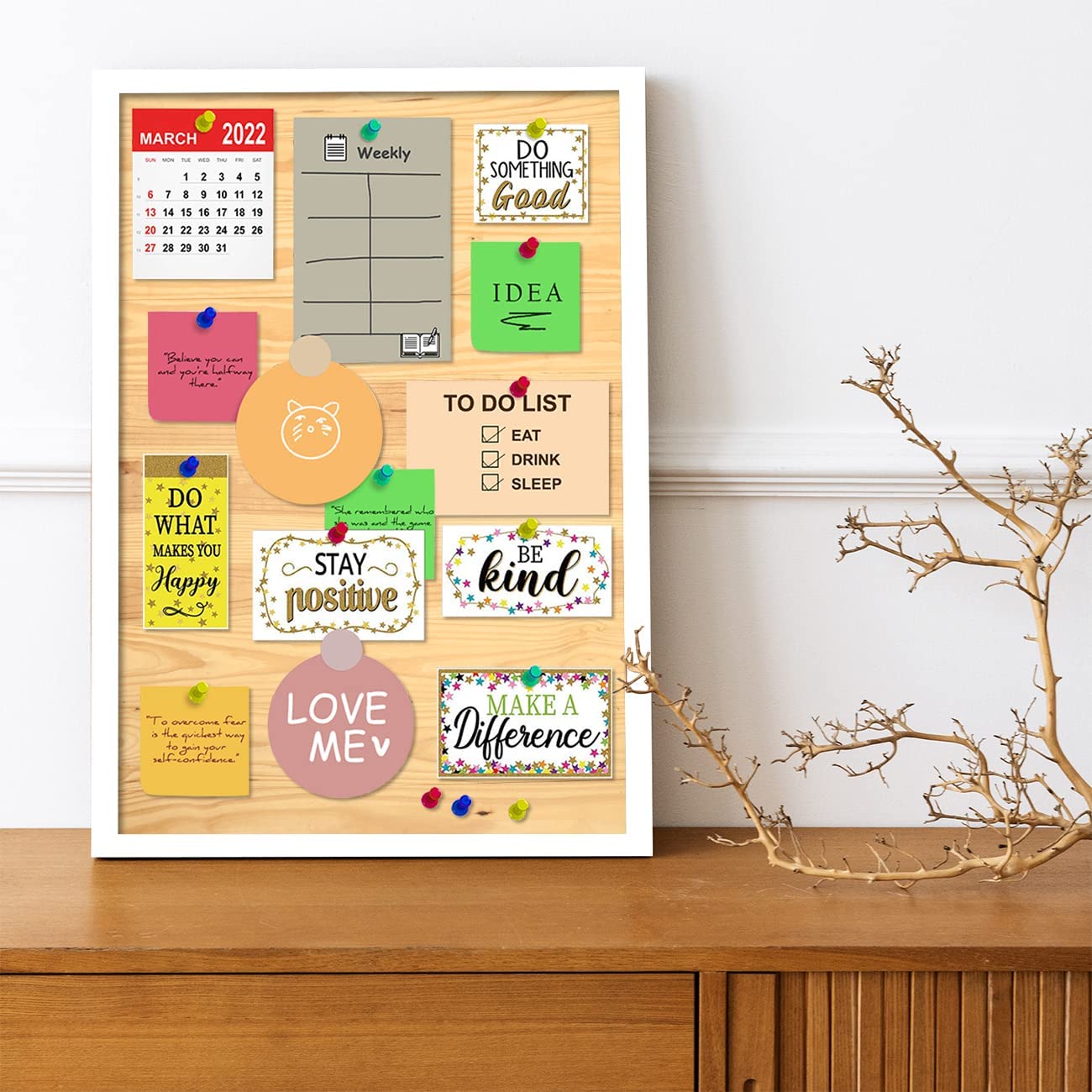 Notice Board Bulletin Board Pin-up Soft Natural Texture Display Board for Home, Office, Kids & School New by Art Street - (Rectangle Shape, White Frame, 17.2 X 13.2 Inches)-picture-24