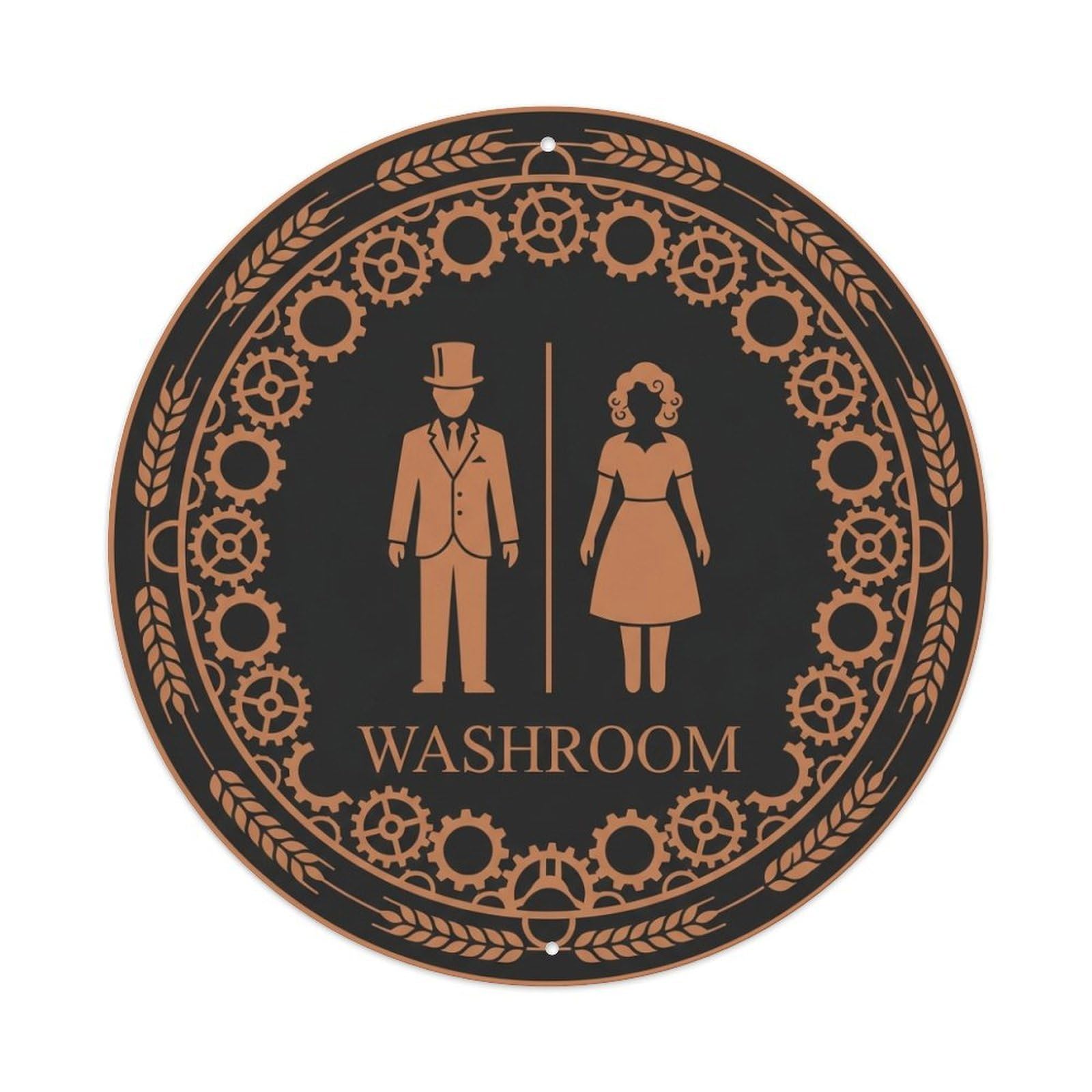 Restroom Notice Washroom Gear Wheat Metal Tin Sign
