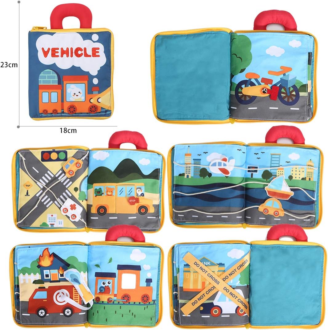 beiens 3Pcs My Quiet Books, 9 Theme Soft Activity Books for Babies, Toddler Learning Sensory Story Book, Life Skill Education & Identify 3D Cloth Busy Books for Infants, Boys and Girls Soft Toy