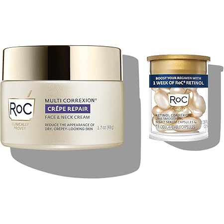 RoC Crepe Repair Anti Aging Face Moisturizer & Neck Firming Cream (1.7 oz) + RoC Retinol Capsules (7 CT)