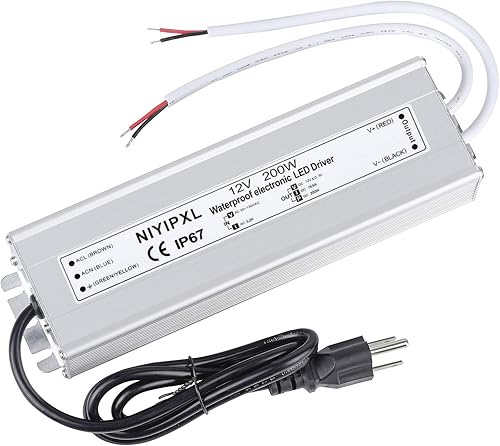 Controlador LED de 200 vatios impermeable IP67 adaptador transformador de fuente de alimentación 90 V-130 V CA a 12 V CC salida de bajo voltaje con
