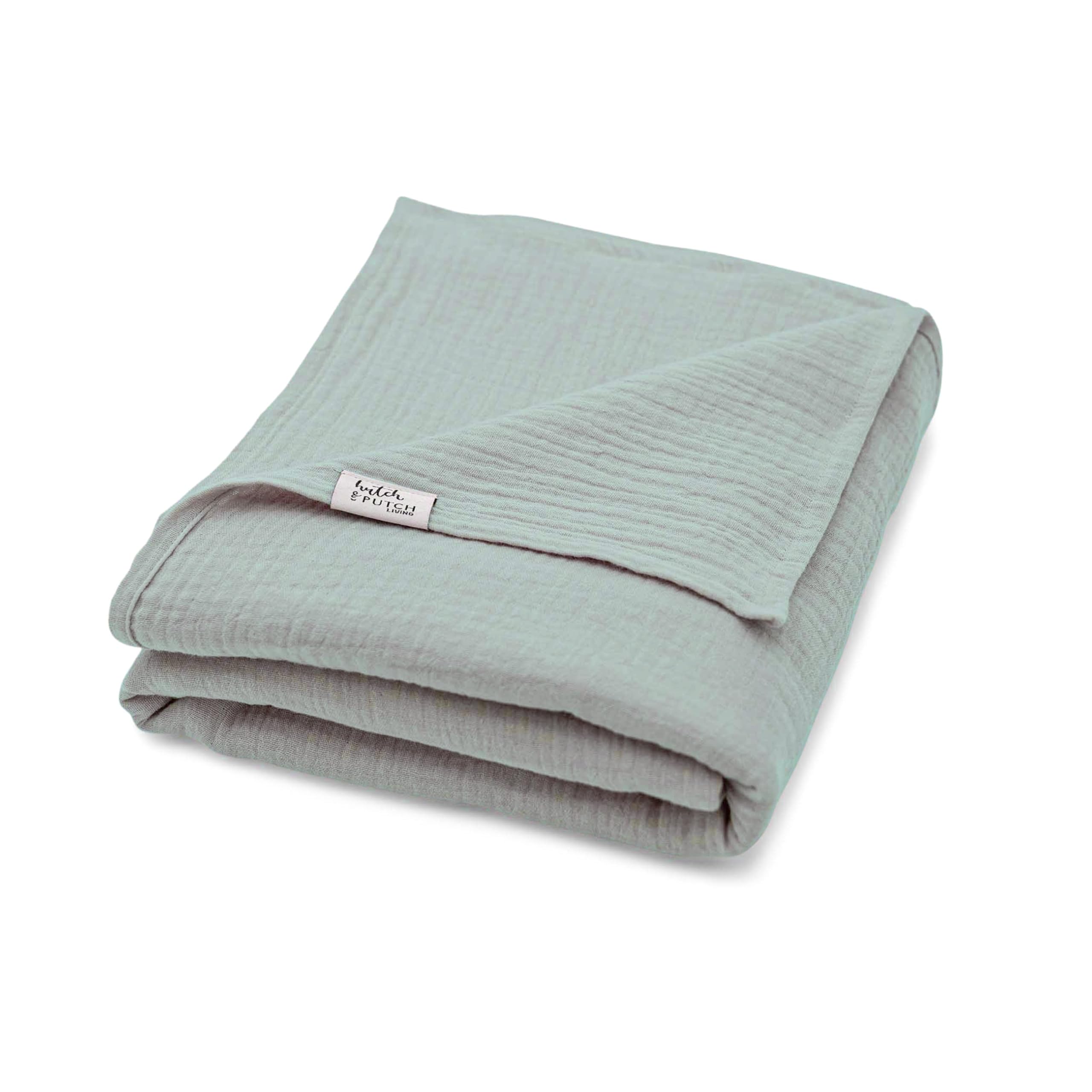 hutch&putch Premium Musselin-Sommerdecke Josephin Aquamarine - Ultra leichte Sommerbettdecke aus 100% Bio-Baumwolle ​​- Sommer Bettdecke - Baumwolldecke weich & atmungsaktiv