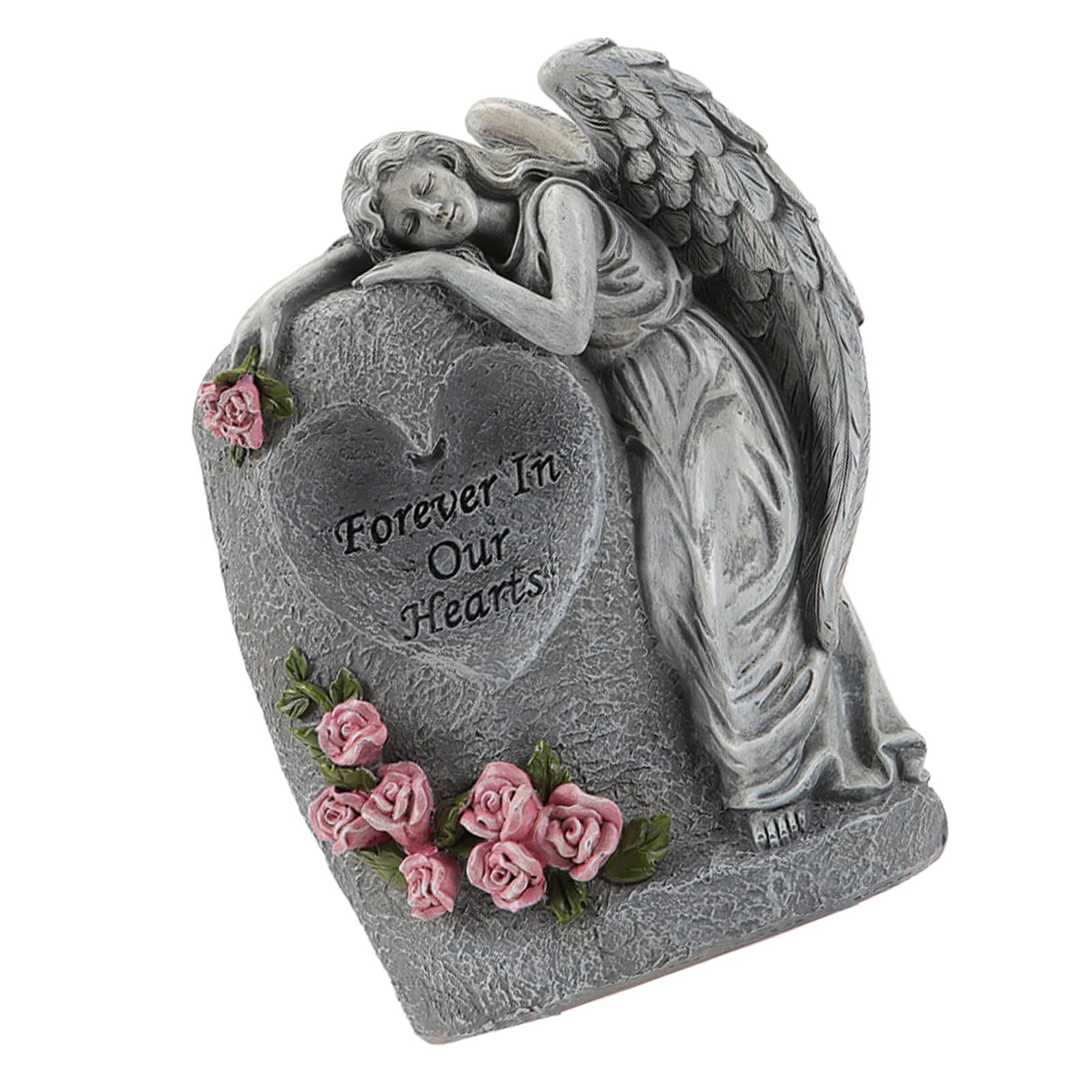 Obotsnoi Solar Power Outdoor Angelic Vase Memorials Decoration Weather Resistant Resins Statue for Garden Cemeteries Ornament Resins Angel Memorials Vase