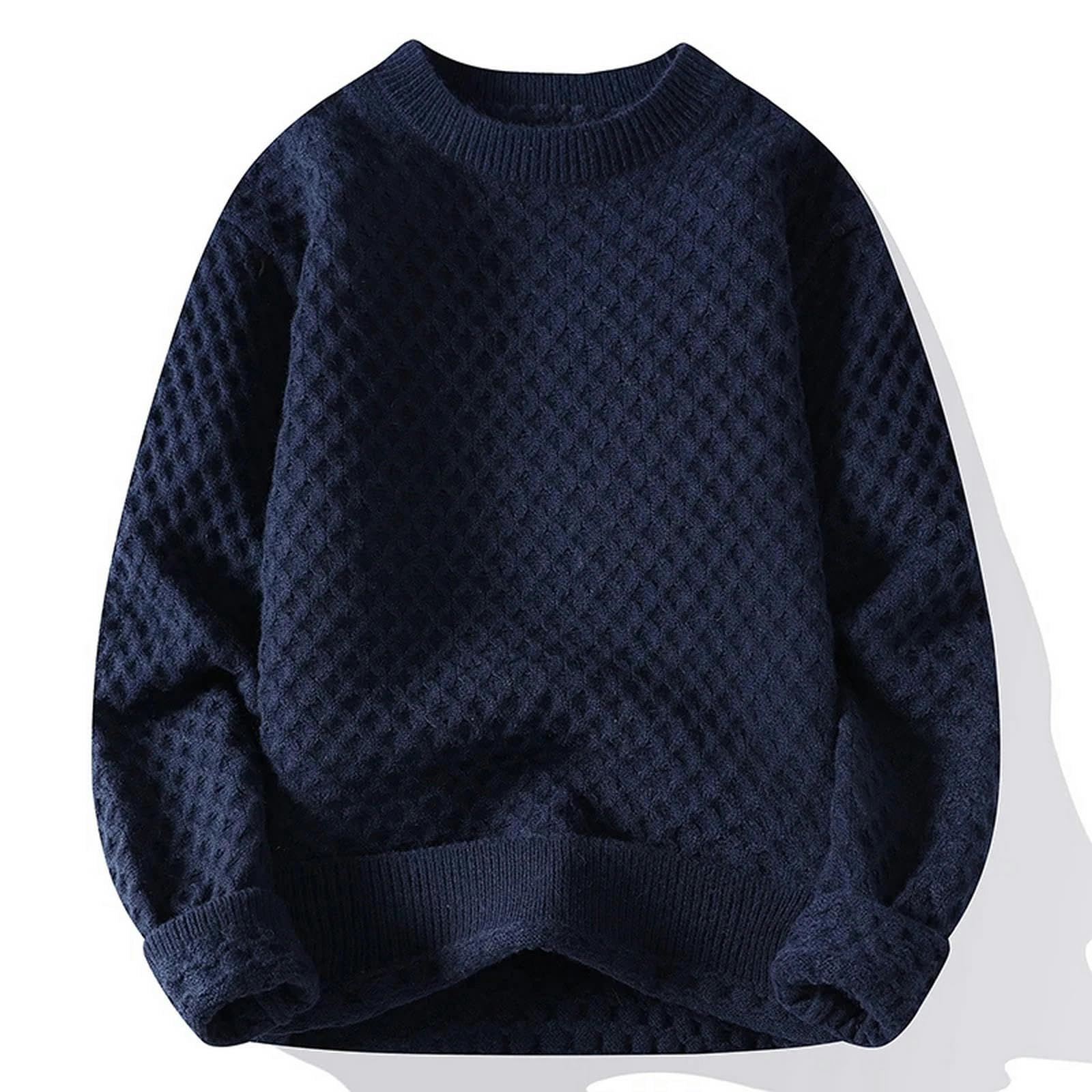 Męskie swetry sweter z okrągłym dekoltem męski luźny sweter z dzianiny moda jednolity kolor na co dzień dzianina męski ciepły sweter