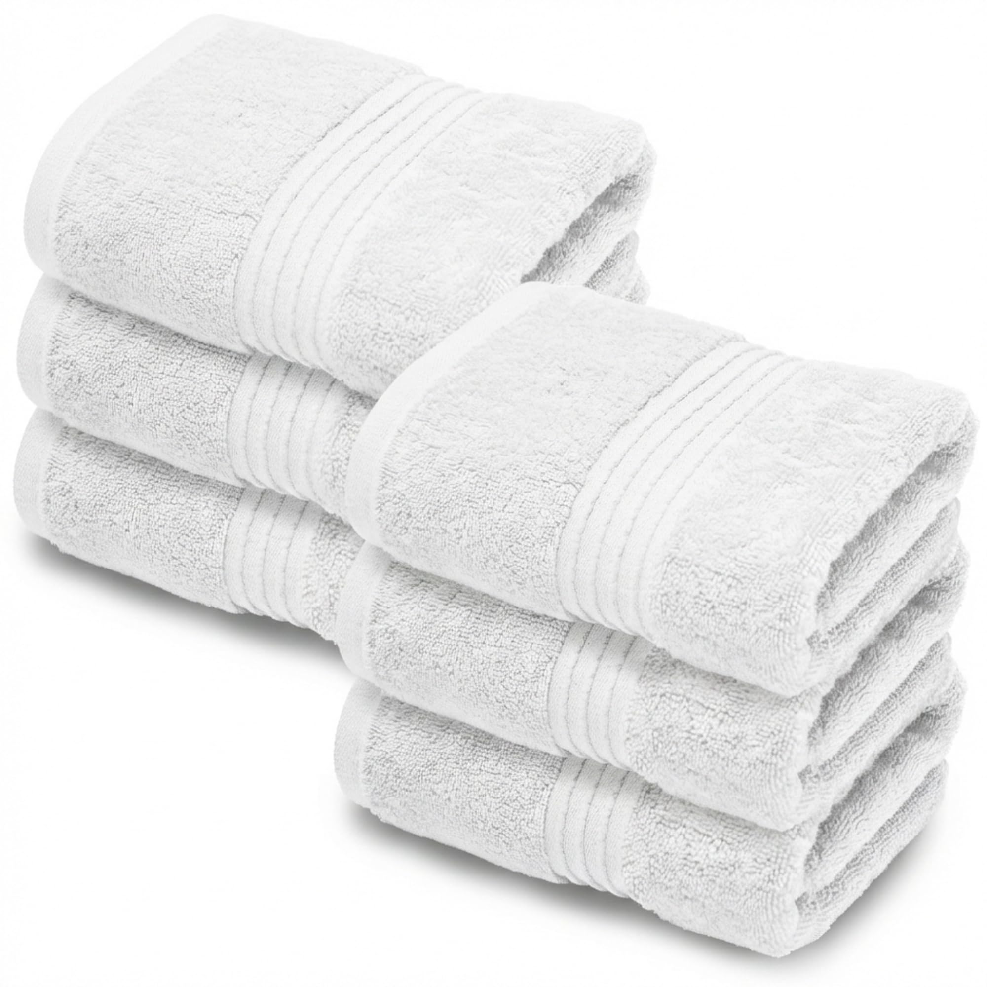 Makooz Premium 6 Face Flannels Pack – 700 GSM Ring Spun 100% Egyptian Cotton Towel Set - Super Soft, Absorbent, Quick Dry Wash Cloth -Luxurious Plush Bath Flannel for Home, Hotel & Spa -White 33x33CM — image 1