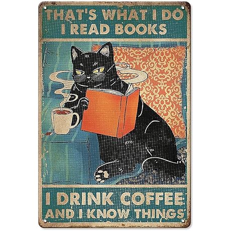 YOYI ART Funny Cat Coffee Bar Decor Sign