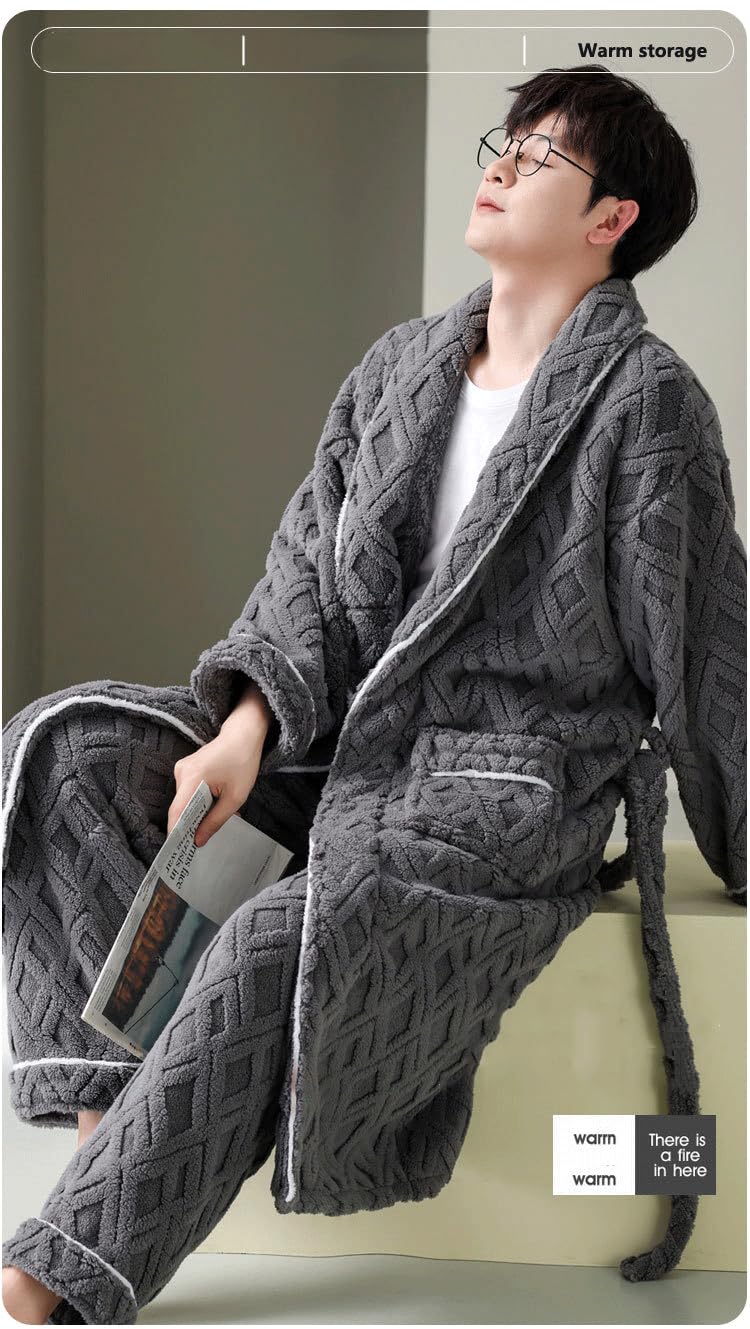 LVTFCO Autunno e inverno pigiama set, set di 2 uomini bagno avvolgere grasso più dimensioni vestaglia