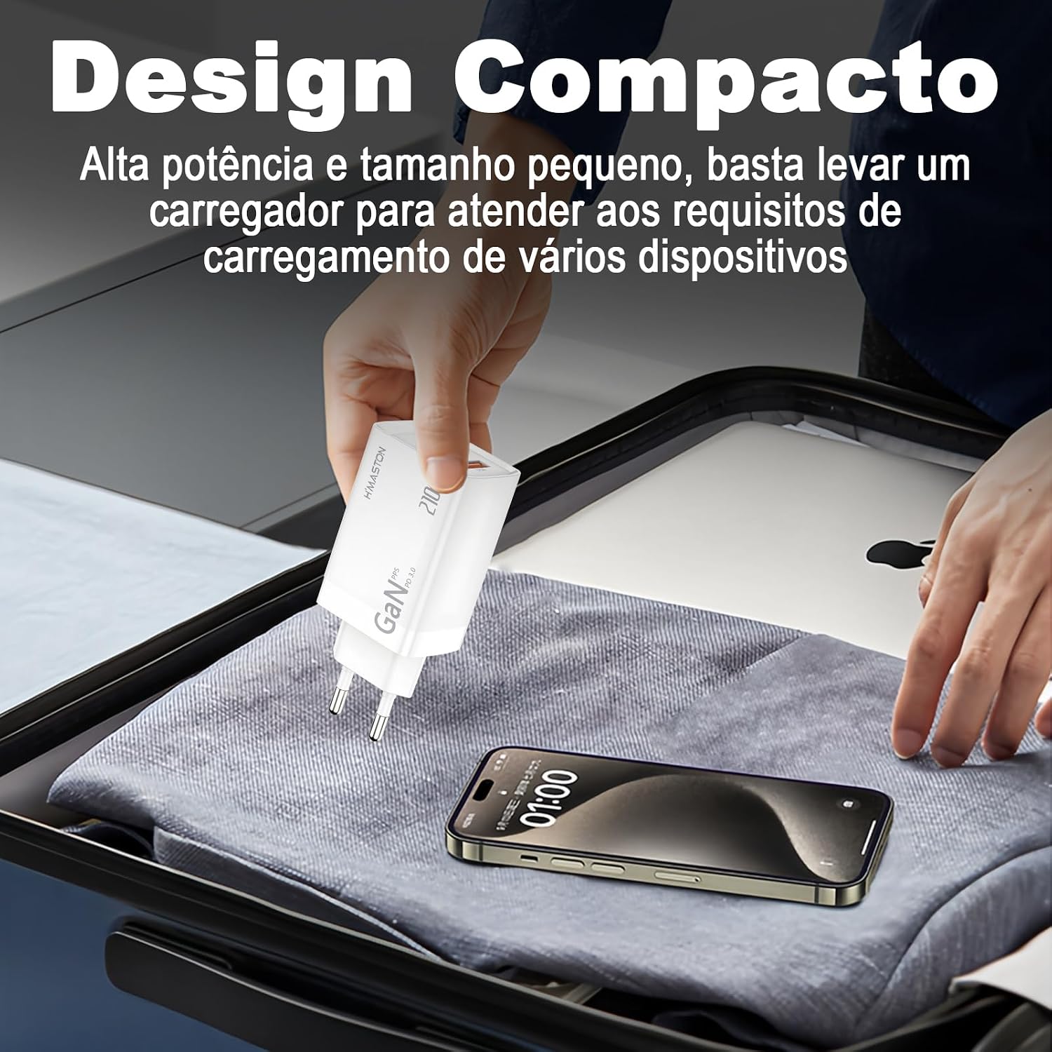 Carregador USB C 210W GAN Fonte Tipo C Carregador Celulares de Pared 3 Portas USB A+C+C Universal PD3.0 Rápido Suporta 120W Carregador USB C 210W GAN Fonte Tipo C Carregador Celulares de Pared 3 Portas USB A+C+C Universal PD3.0 Rápido Suporta 120W