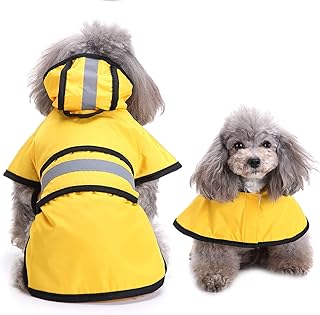 Zunea Dog Raincoat with Hood Waterproof Lightweight Adjustable Reflective Poncho Slicker Puppy Hoodie Rain Jacket Coat Suit Pet Rainwear for Small Medium Large Dogs Yellow XS