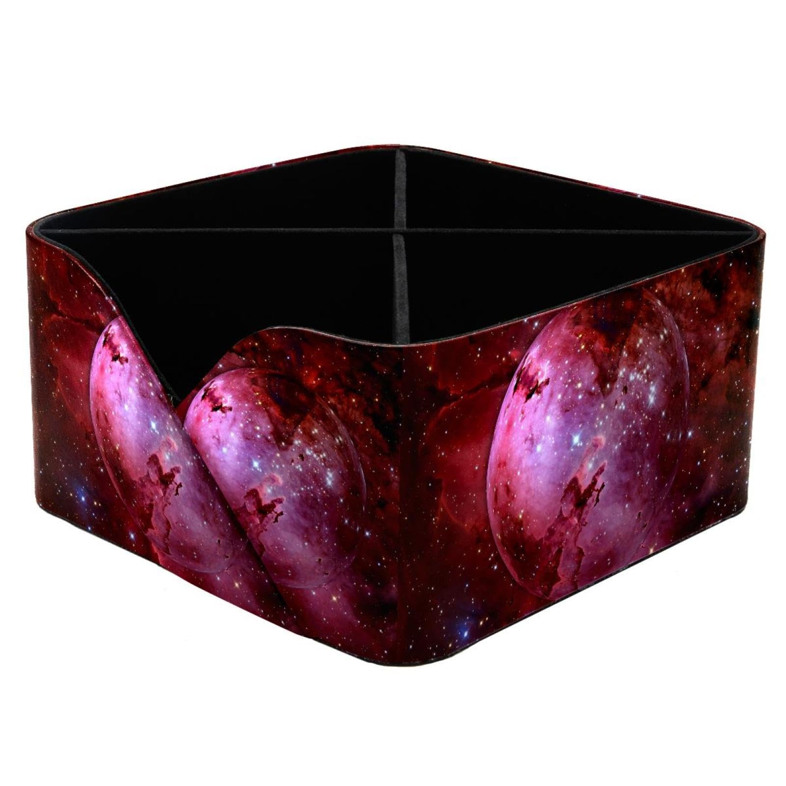 KengjuTesu Galaxy Planet Earth Desktop Organizer Pen Holder, Rectangular Pencil Cup for Office, Study and Makeup Stations