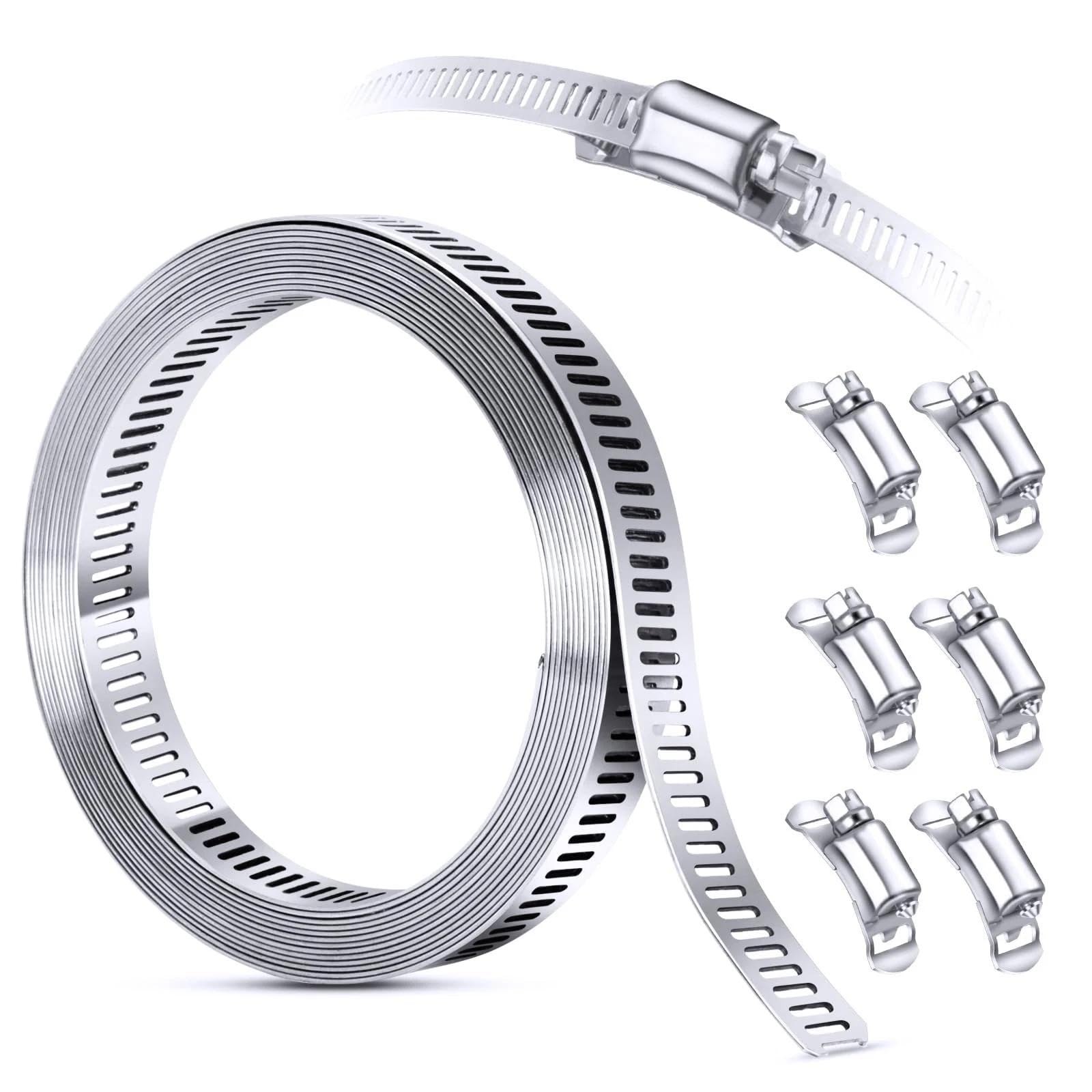 per tubo flessibile fai da te per kit sistema morsetto - 9.8 FT Band + 6 elementi di fissaggio, 304 in acciaio inox Pi...