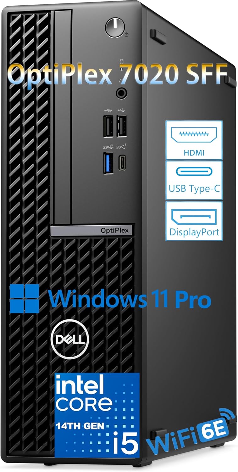 Dell Optiplex 7000 Business Desktop Computer, 2026 Edition Small PC, Intel 14-Core i5-14500, 32GB DDR5 RAM, 1TB PCIe SSD, 2 DisplayPort, WiFi 6, Bluetooth, Ultra-Compact, AI-Ready, Windows 11 Pro