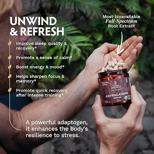 Miniatura 6 de TRIBE ORGANICS Ashwagandha KSM 66 - Suplemento ayurvédico de extracto de raíz orgánica pura - Apoyo para el estado de ánimo de enfoque aumenta la