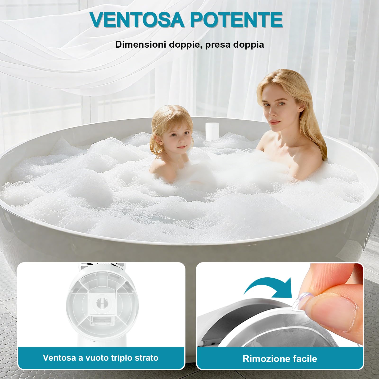 Getto Spa per Vasca, Fornisce Un'intensità di Massaggio di 65 kPa, Getto Idromassaggio Ricaricabile con Modalità Bolle, per Bagno Schiuma e Massaggio, Ideale per Relax (Bianco)