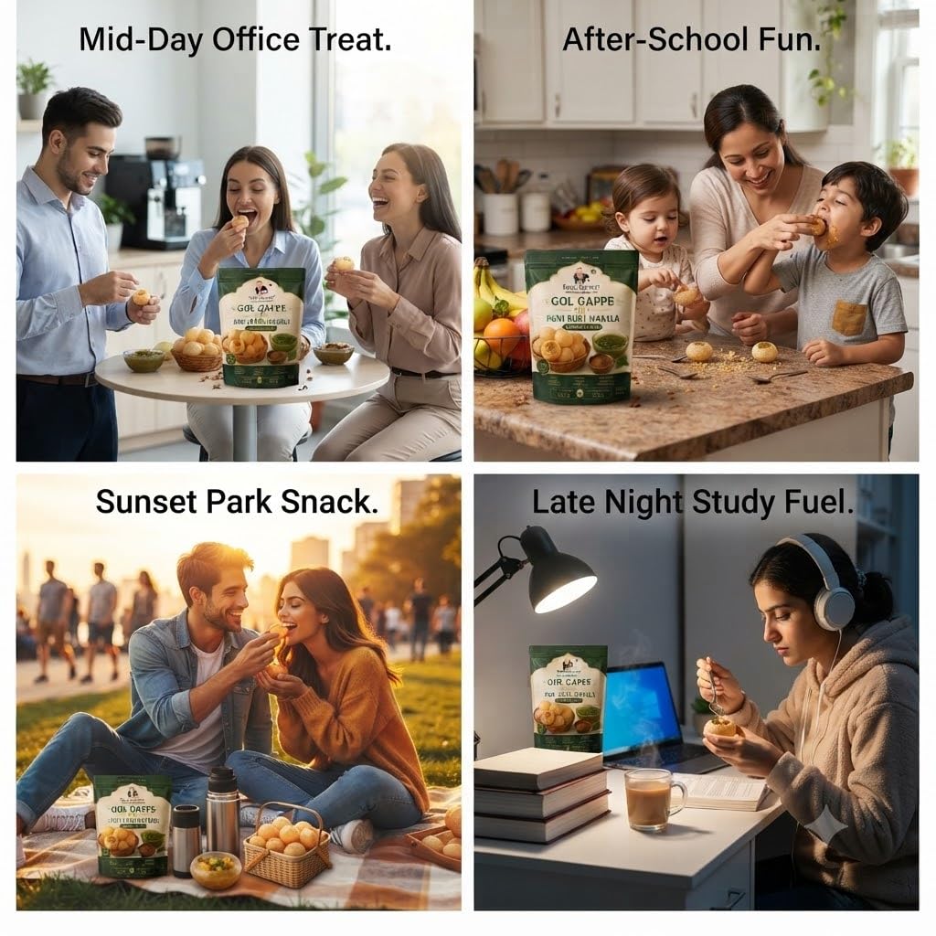Food Library The Magic of Nature Combo of Ready-to-fry Gol Gappe & Pani Puri Masala Combo Pack (400g Puris + 100g Masala) | Crispy Ready-to-Eat Puchka | Authentic Indian Street Food Kit | Party Snack for Family & Gatherings. 2