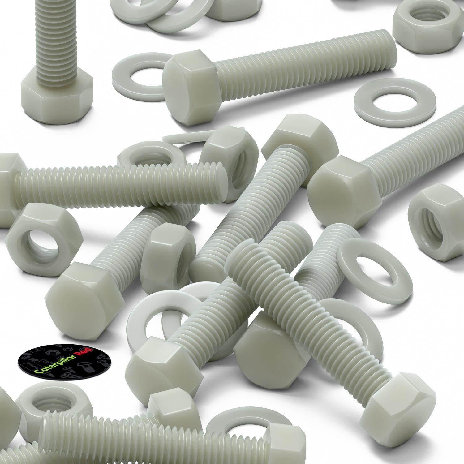 10 x testa Esagonale in super nylon, M10 x 50mm, rinforzato con riempimento in vetro, viti macchinari, Dadi e bulloni di plastica, Rondelle,