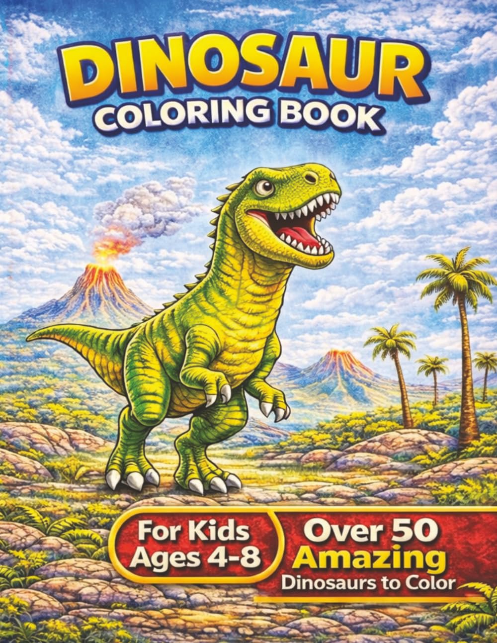 Dinosaur Coloring book for kids Ages 4-8: Fun and Educational Dinosaur Adventure with 50+ easy Coloring Pages