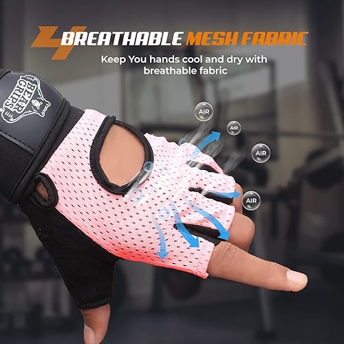 Miniatura 5 de Bear Grips Guantes de levantamiento de pesas para hombres y mujeres Guantes de levantamiento de medio dedo Guantes de entrenamiento de dedo