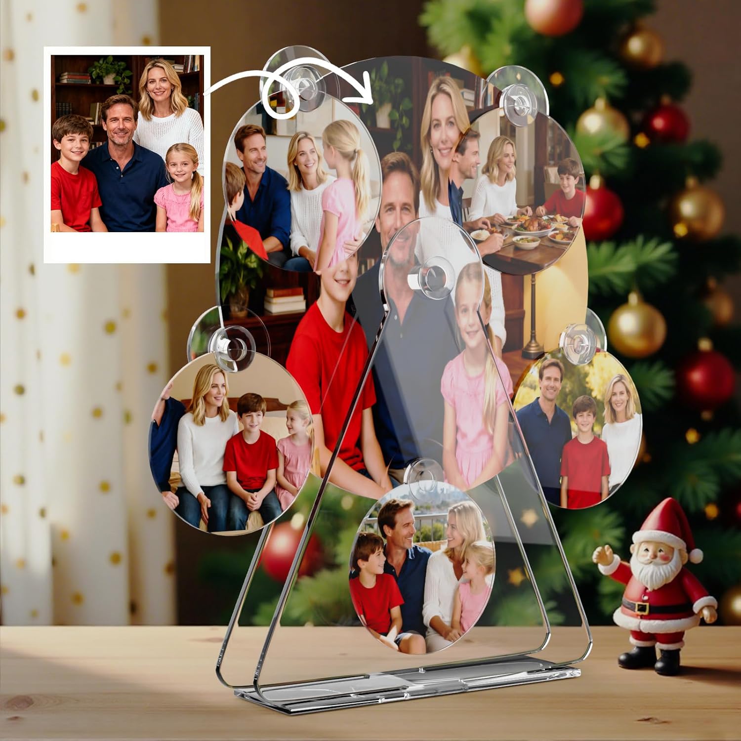 elesories Adorno decorativo de rueda de fortuna de acrílico personalizado, exhibición de fotos de rueda de fortuna transparente de acrílico, soporte