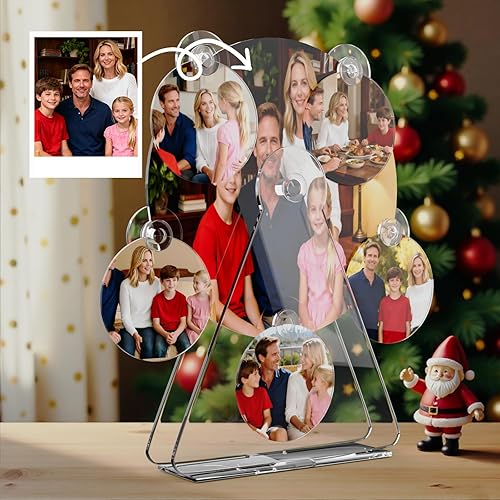 elesories Adorno decorativo de rueda de fortuna de acrílico personalizado, exhibición de fotos de rueda de fortuna transparente de acrílico, soporte