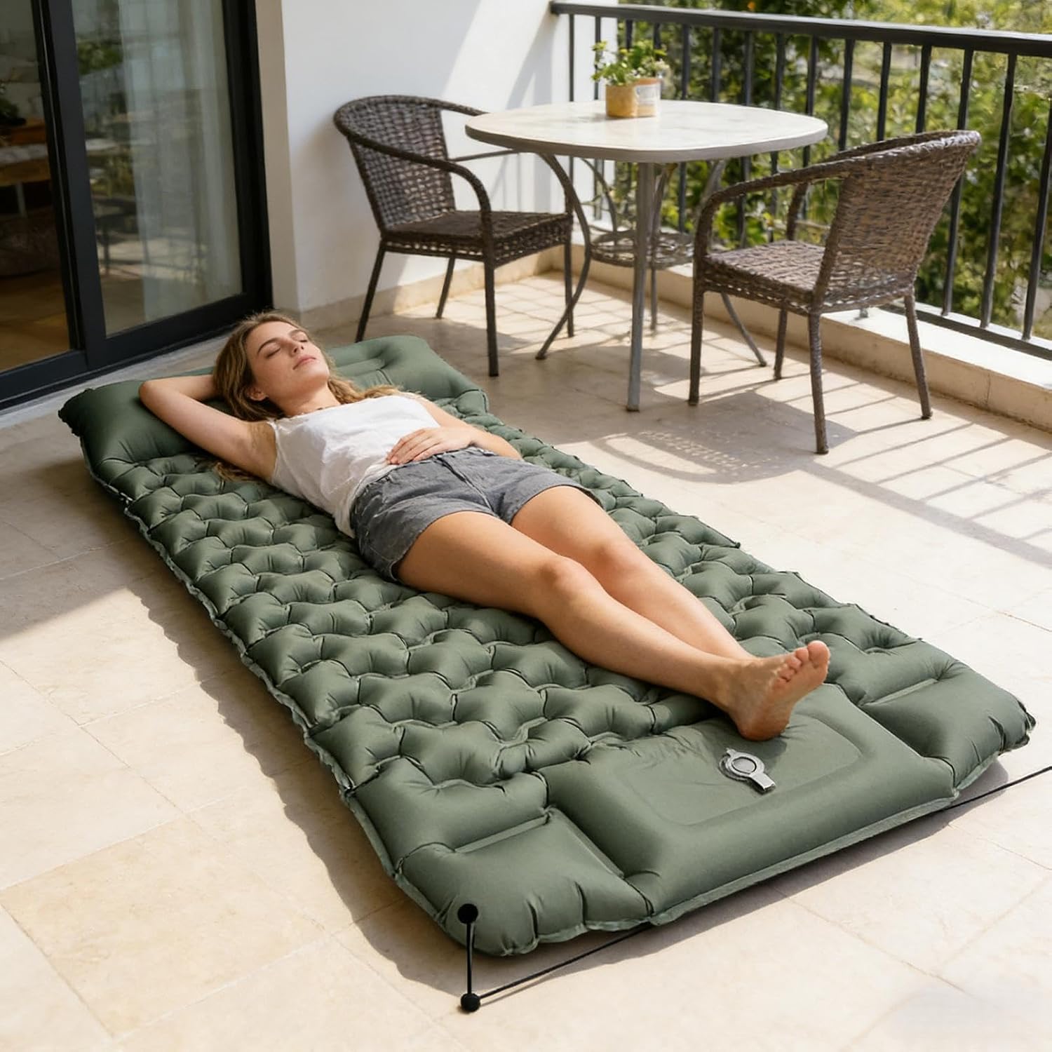 Inflatable Sleeping Pad | Compact Air Mat,Camping Built-in Pump Self Inflating Sleeping Pad | for Kids Adults Guest Tent Floor Travel Outdoor Hiking