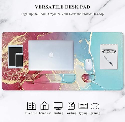 Miniatura 7 de LATEEFAH Alfombrilla grande para mouse y reposamuñecas para teclado, almohadilla de escritorio para teclado y mouse, alfombrilla de mouse extendida