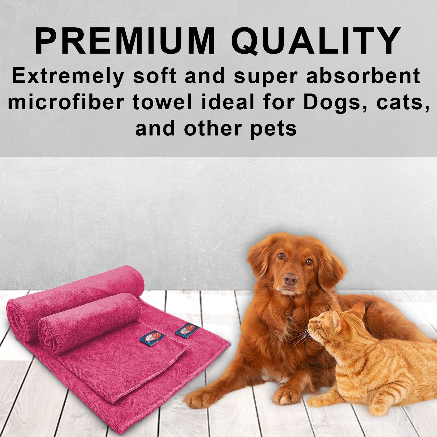Sassoon | Dog Towels for Drying Dogs |Large Pet Towels for Dogs | Towels for Dog | Towels For Cats | Ultra Soft, Super Absorbent, Microfiber, Machine Washable and Quick Drying - Pack of 1 (Pink) 1