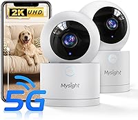Mysight 2K HD Pet Camera 2Pack: 360° Pan/Tilt Dog Baby Monitor, 5G WiFi App, AI Detection, Voice Changer